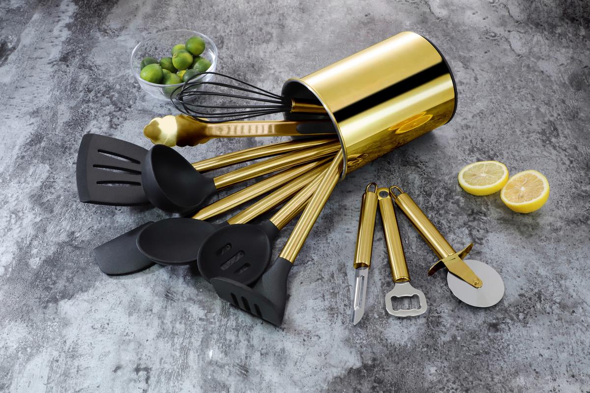 SADA KUCHYNSKÉHO NÁRADIA EW-KS-1202G - čierna/zlatá, Basics, plast (13cm) - Echtwerk