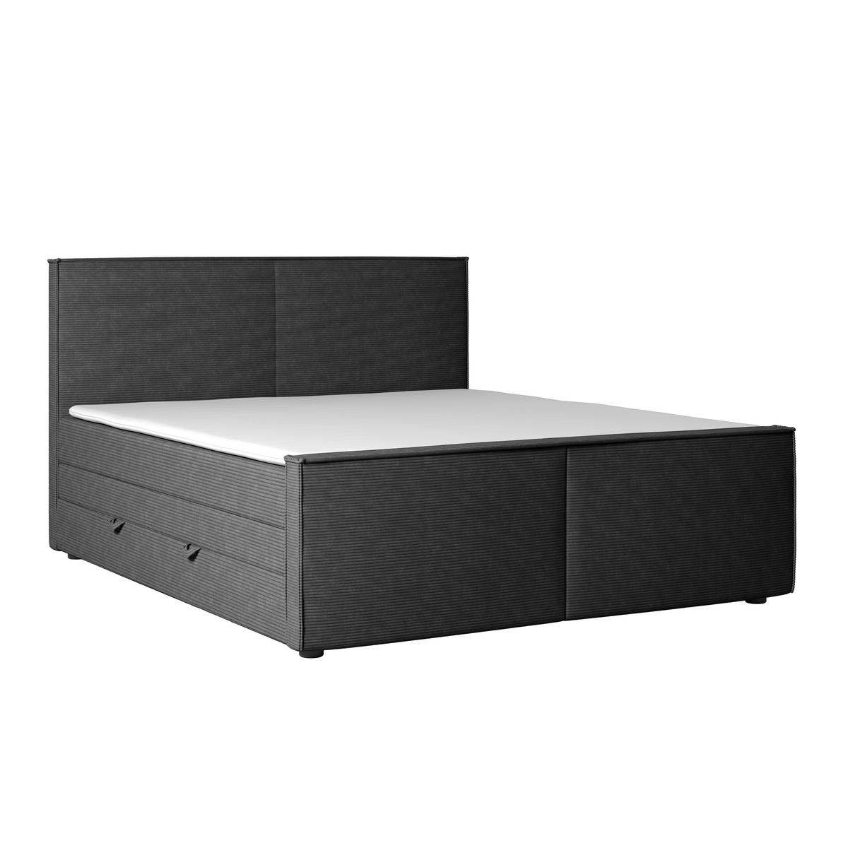 Boxspringbett Mit Bettkasten Algier 180x200 Cm Schwarz - Schwarz, MODERN, Karton/Holz (180/200cm) - MID.YOU