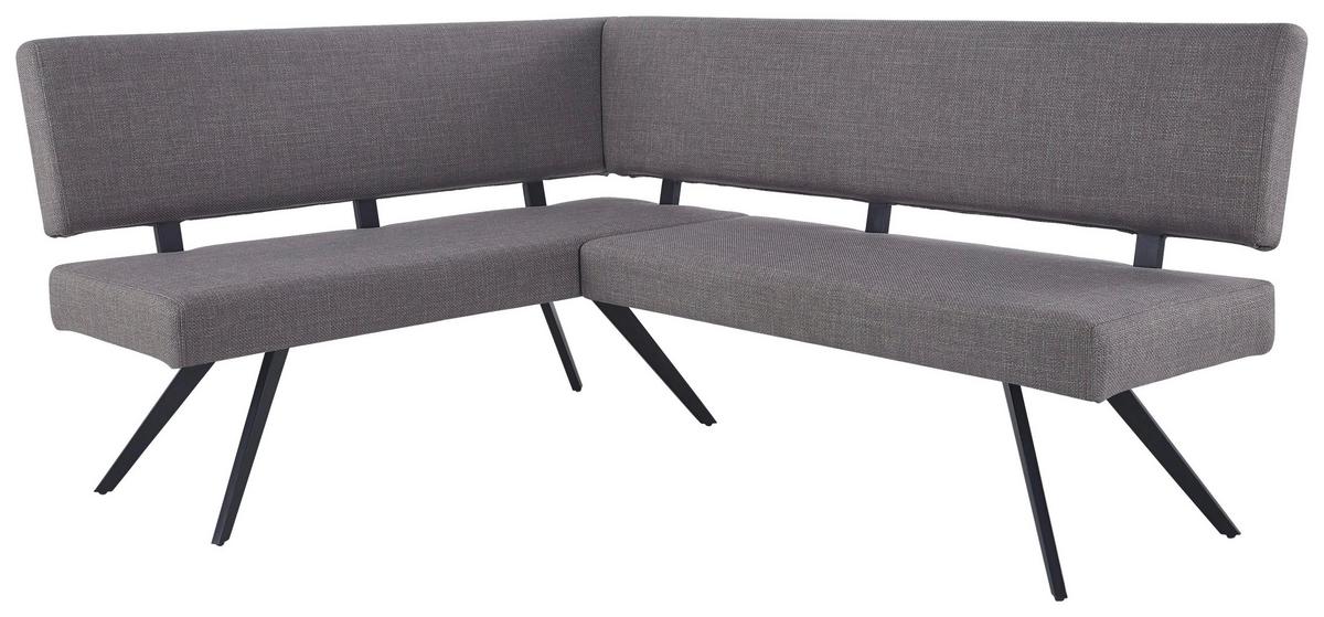 Eckbank Andros Hellgrau, S: 150x190 cm - Hellgrau/Schwarz, KONVENTIONELL, Textil/Metall (150/190cm) - MID.YOU