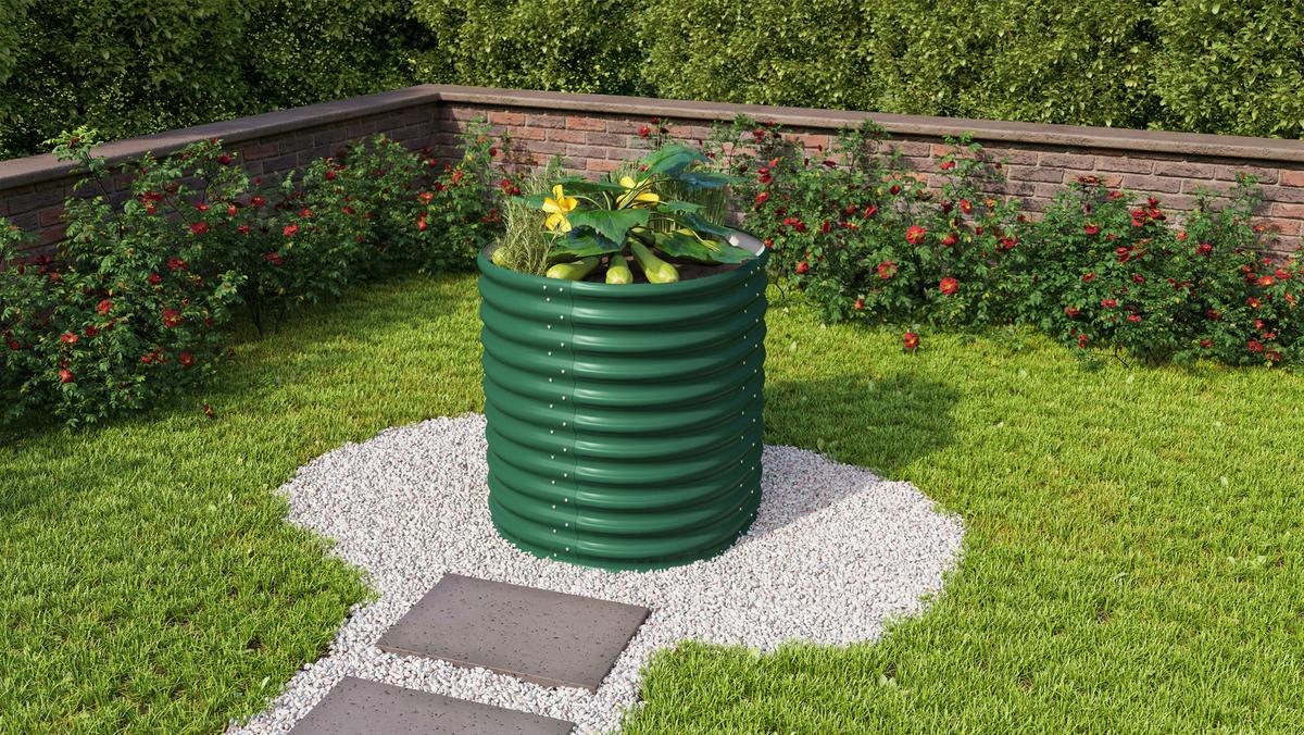 Hochbeet Stahl Vita Rund 82,1x85,8x82,1 cm Dunkelgrün - Dunkelgrün, Basics, Metall (82,1/85,8/82,1cm)