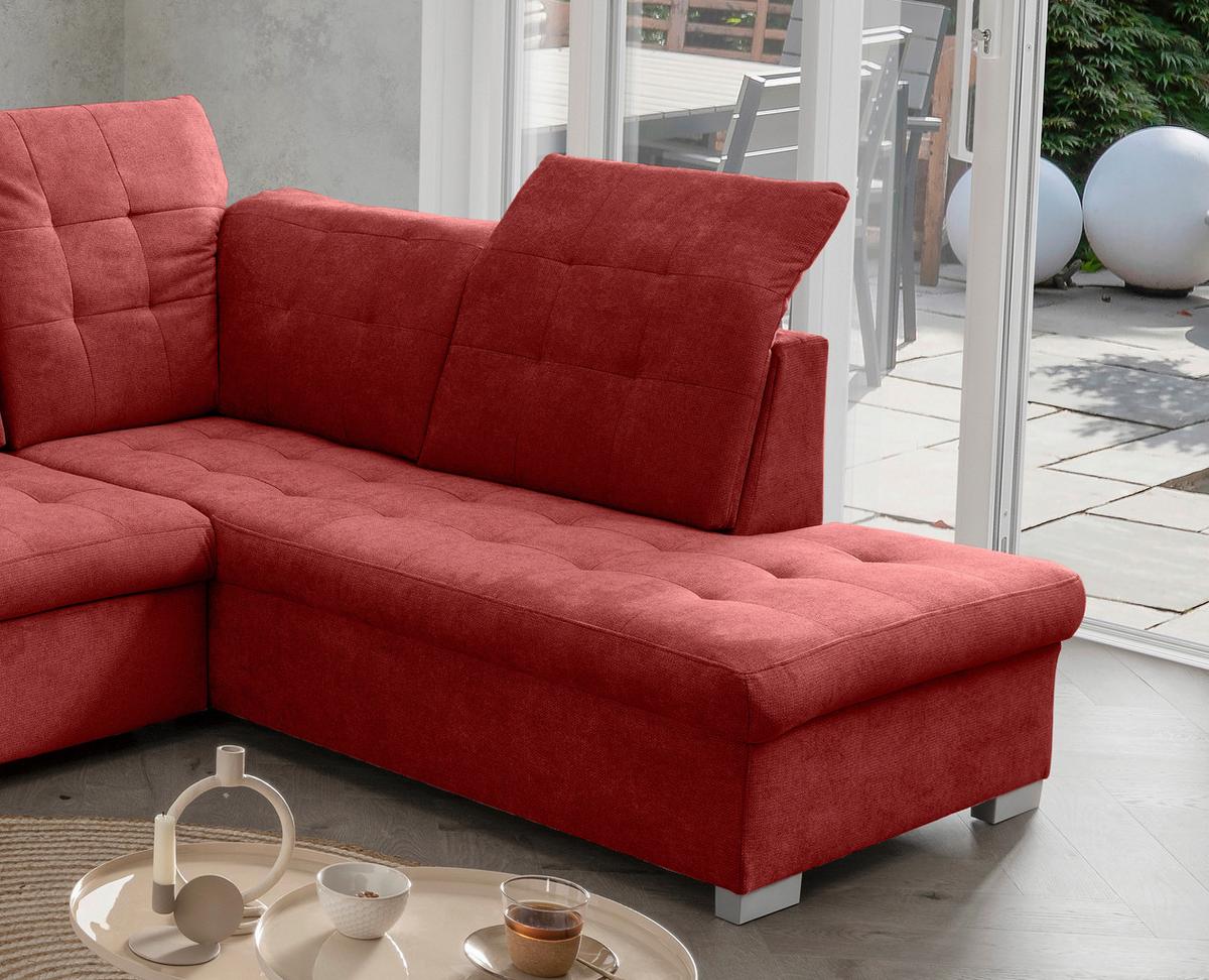 Wohnlandschaft Zira Rot U: 169x330x212cm - Chromfarben/Rot, MODERN, Textil (169/330/212cm) - Livetastic