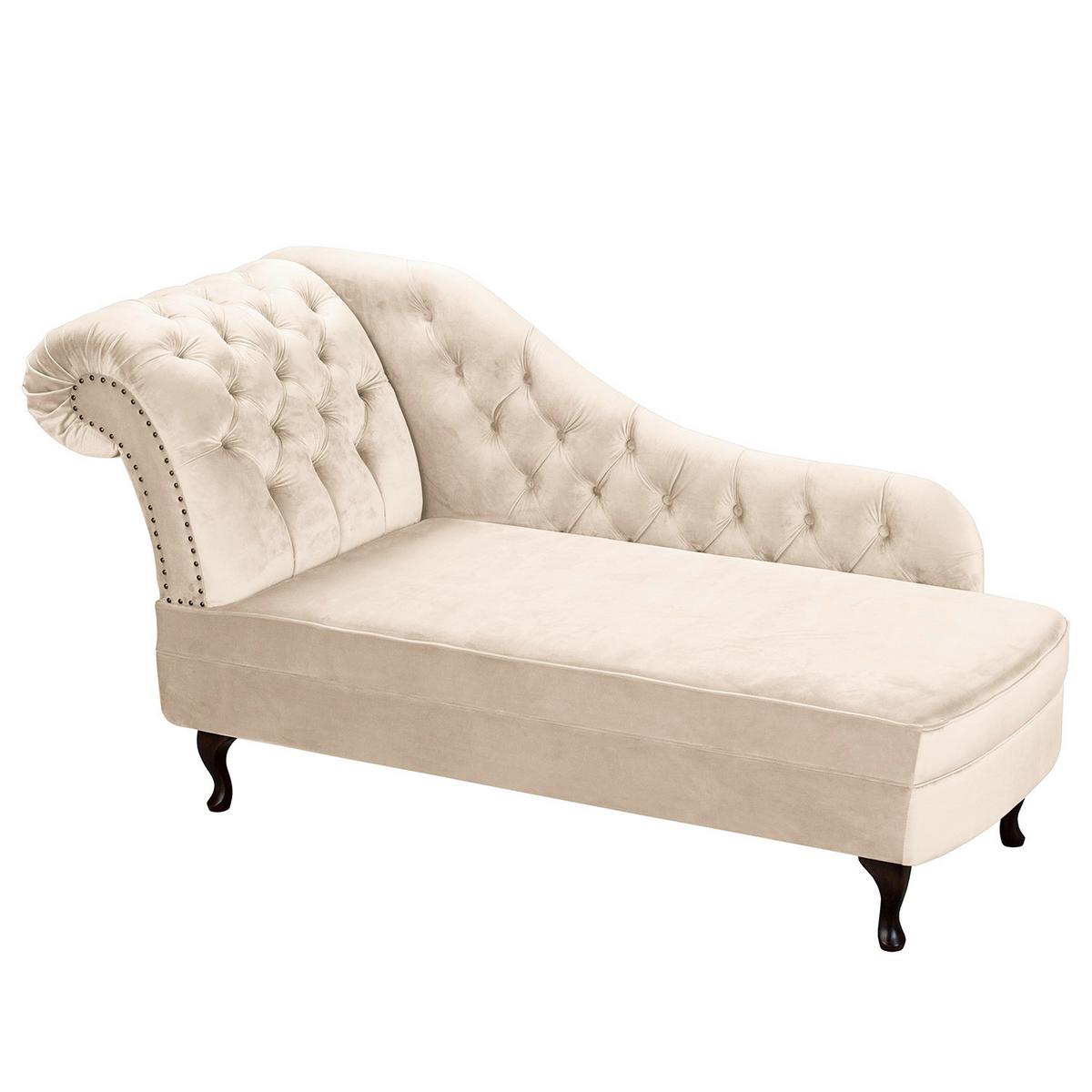 Récamiere Pako Creme B: 185cm - Creme/Braun, Design, Textil (185/93/75cm) - Livetastic