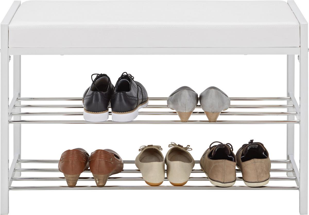 Šatní lavice ELLIE - bílá/barvy chromu, Moderní, kov/textil (80/52/30cm) - Mömax