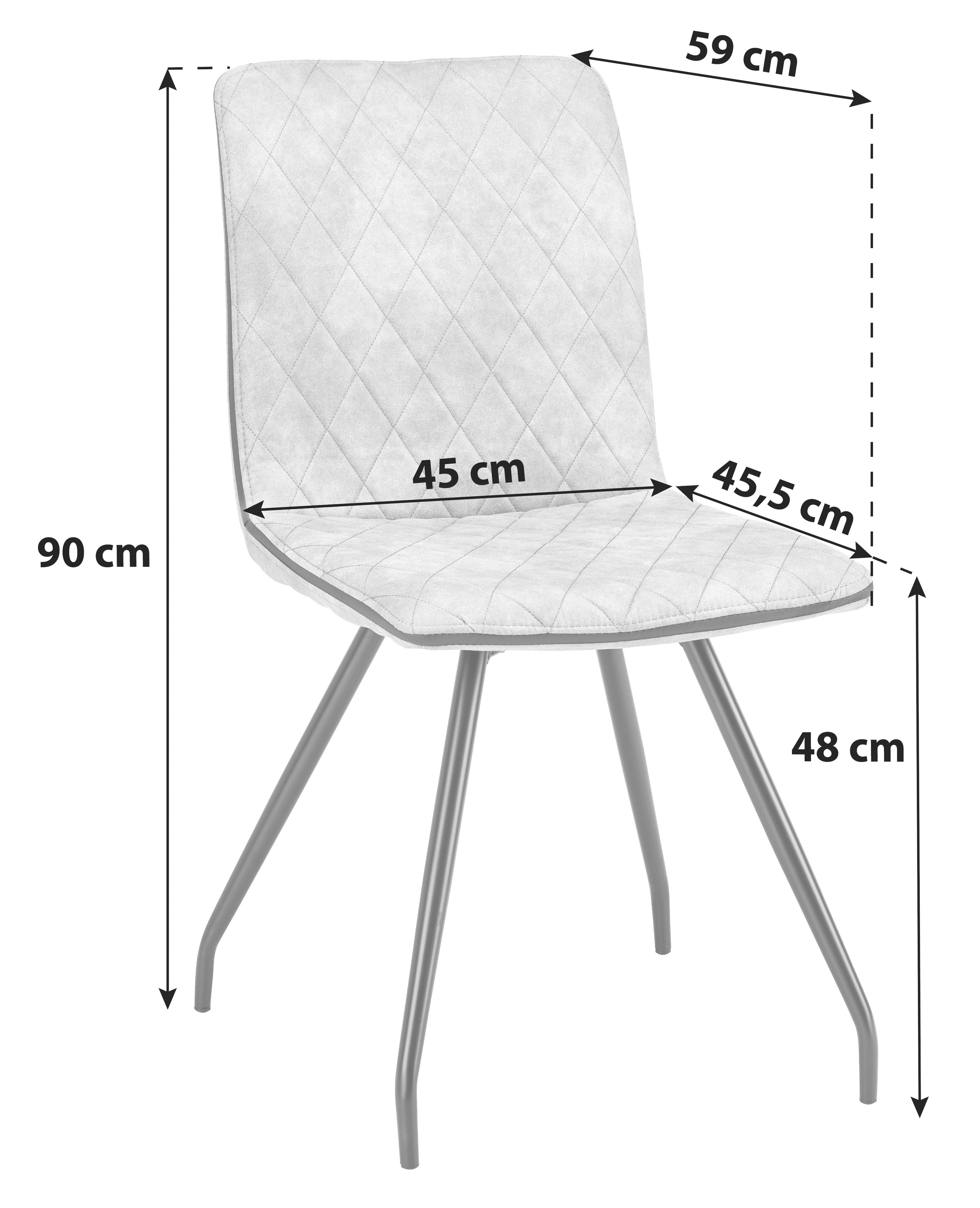 Esszimmerstuhl Sabine Grau Gepolstert/ Beine Schwarz - Schwarz/Grau, MODERN, Textil/Metall (45/90/59cm)