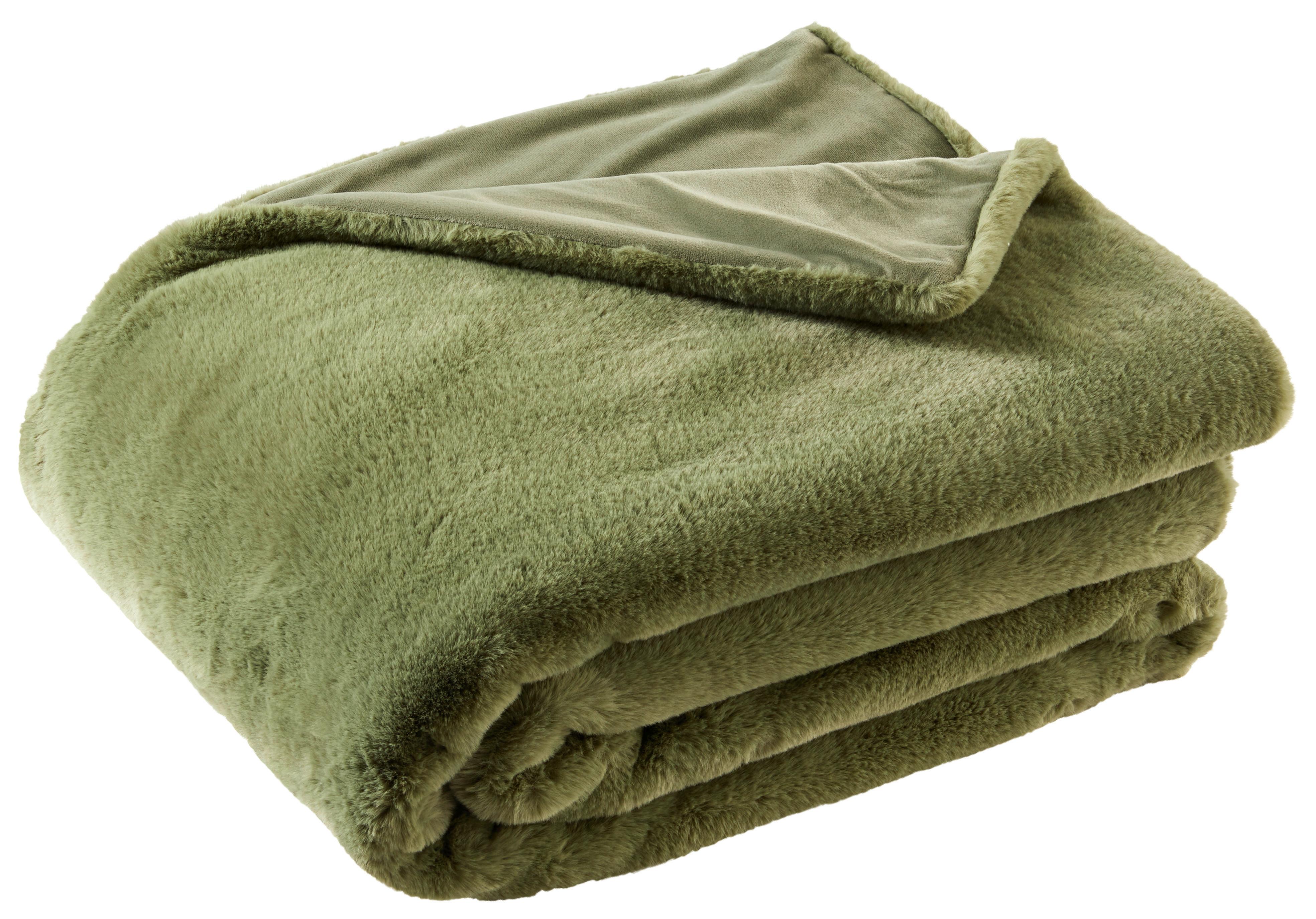 Kožušinová Deka Liz, 150/200cm, Zelená - zelená, Moderný, textil (150/200cm) - Premium Living