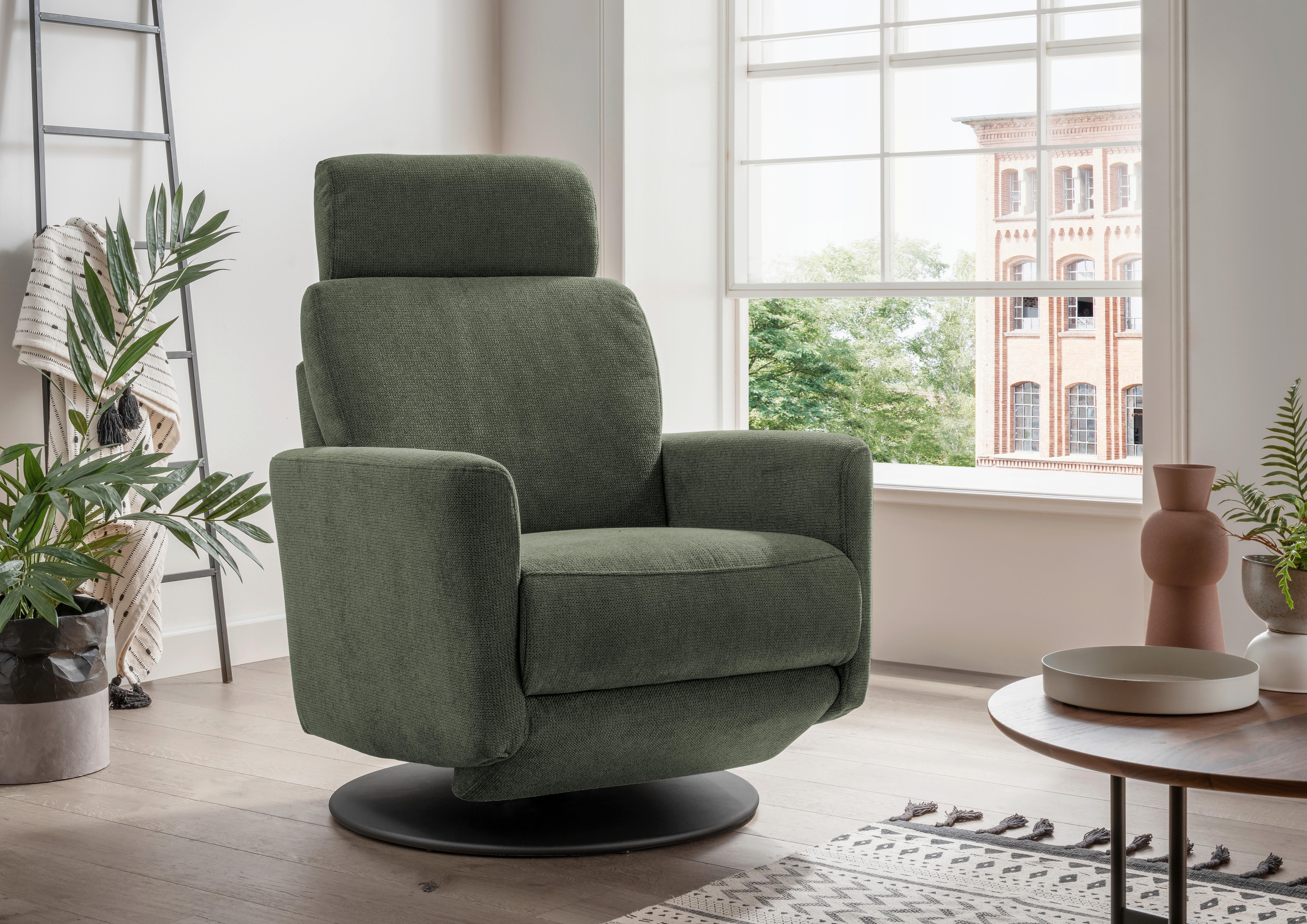 Relaxsessel Centrale T: 87-154 Cm, Dunkelgrün - Dunkelgrün/Schwarz, MODERN, Textil (77/105/87-154cm) - Livetastic