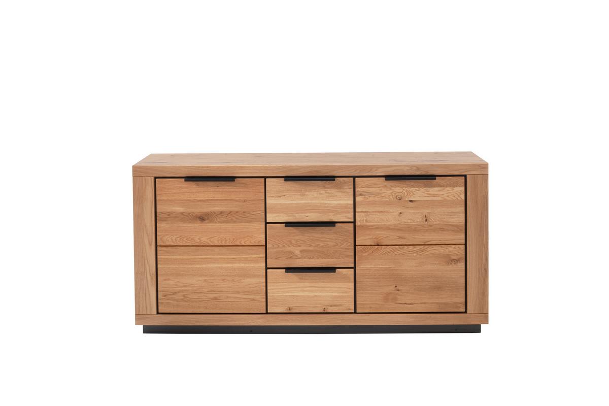 Sideboard Greno T02 Wildeiche 2 Türen 3 Laden - Wildeiche/Schwarz, ROMANTIK / LANDHAUS, Holz/Holzwerkstoff (163/80/40cm)