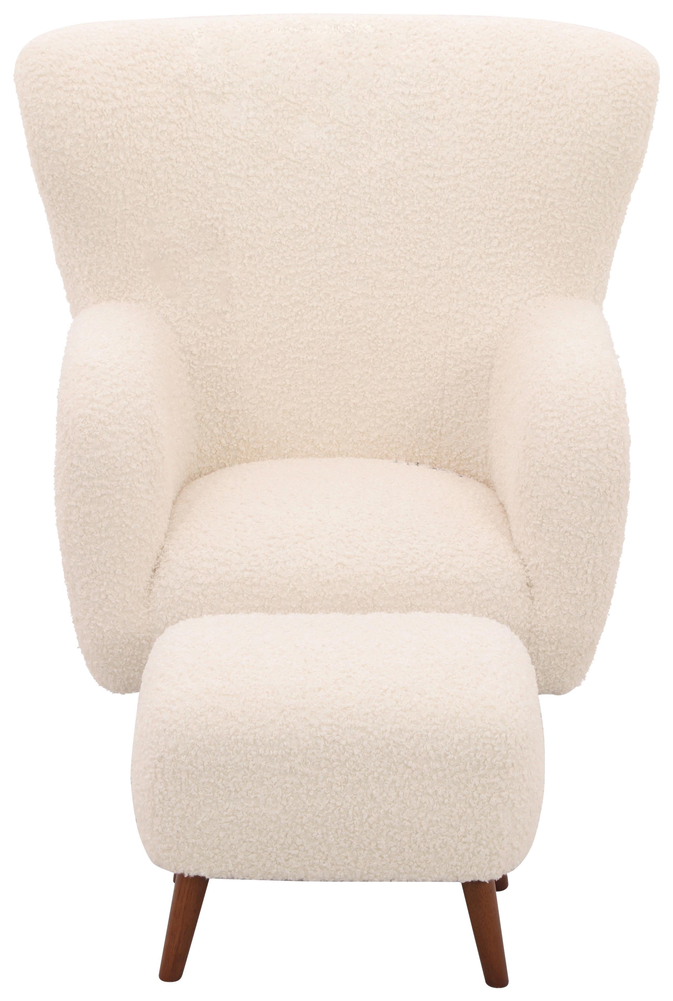 Sesselset Savoy Weiß B: 90 cm - Kastanienfarben/Weiß, Design, Holz/Textil (90/98/88cm) - Livetastic