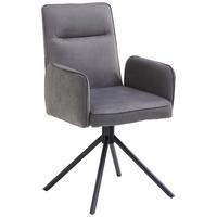 Armlehnstuhl Solea - Schwarz/Grau, MODERN, Textil/Metall (57/92/60,5cm) - MID.YOU