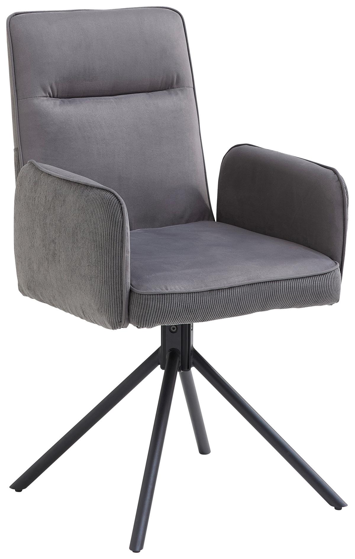 Armlehnstuhl Solea - Schwarz/Grau, MODERN, Textil/Metall (57/92/60,5cm) - MID.YOU