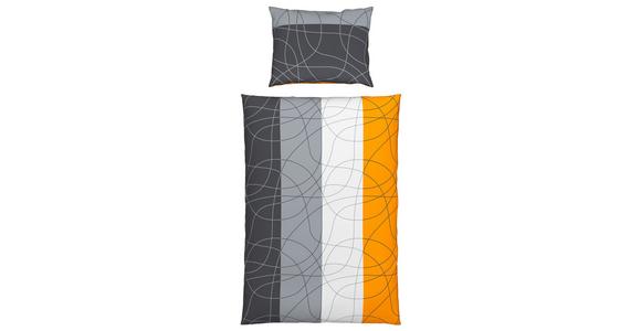 Cretonne Bettwäsche 140x200 cm Julia Grau/Orange/Weiß - Orange/Weiß, MODERN, Textil - Luca Bessoni