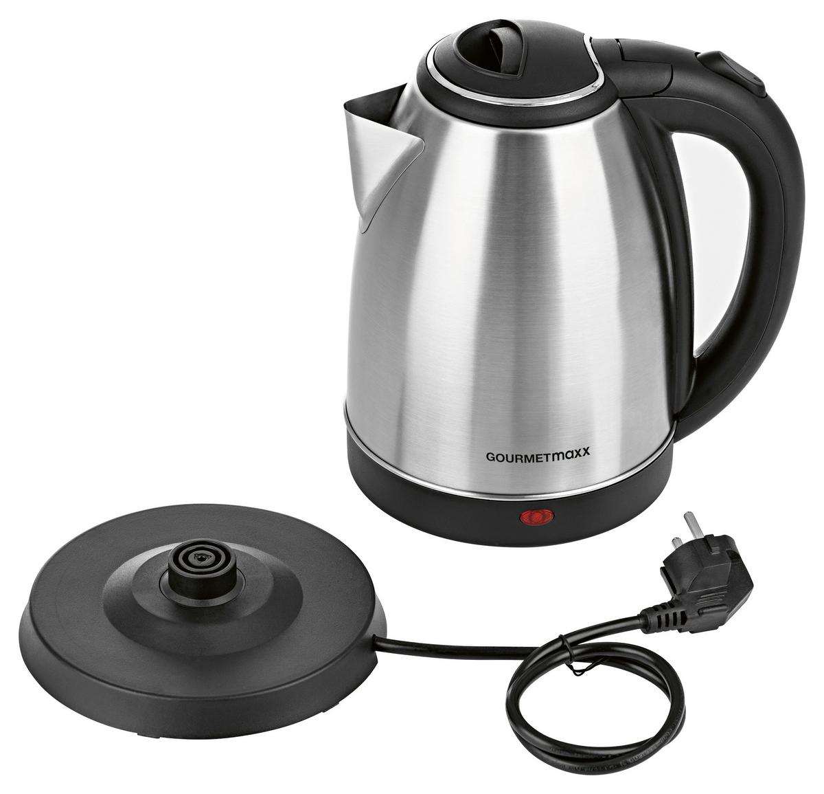 Wasserkocher Daniela Schwarz Edelstahl 1,8 L 1500w - Edelstahlfarben/Schwarz, Basics, Kunststoff/Metall (1,8l)