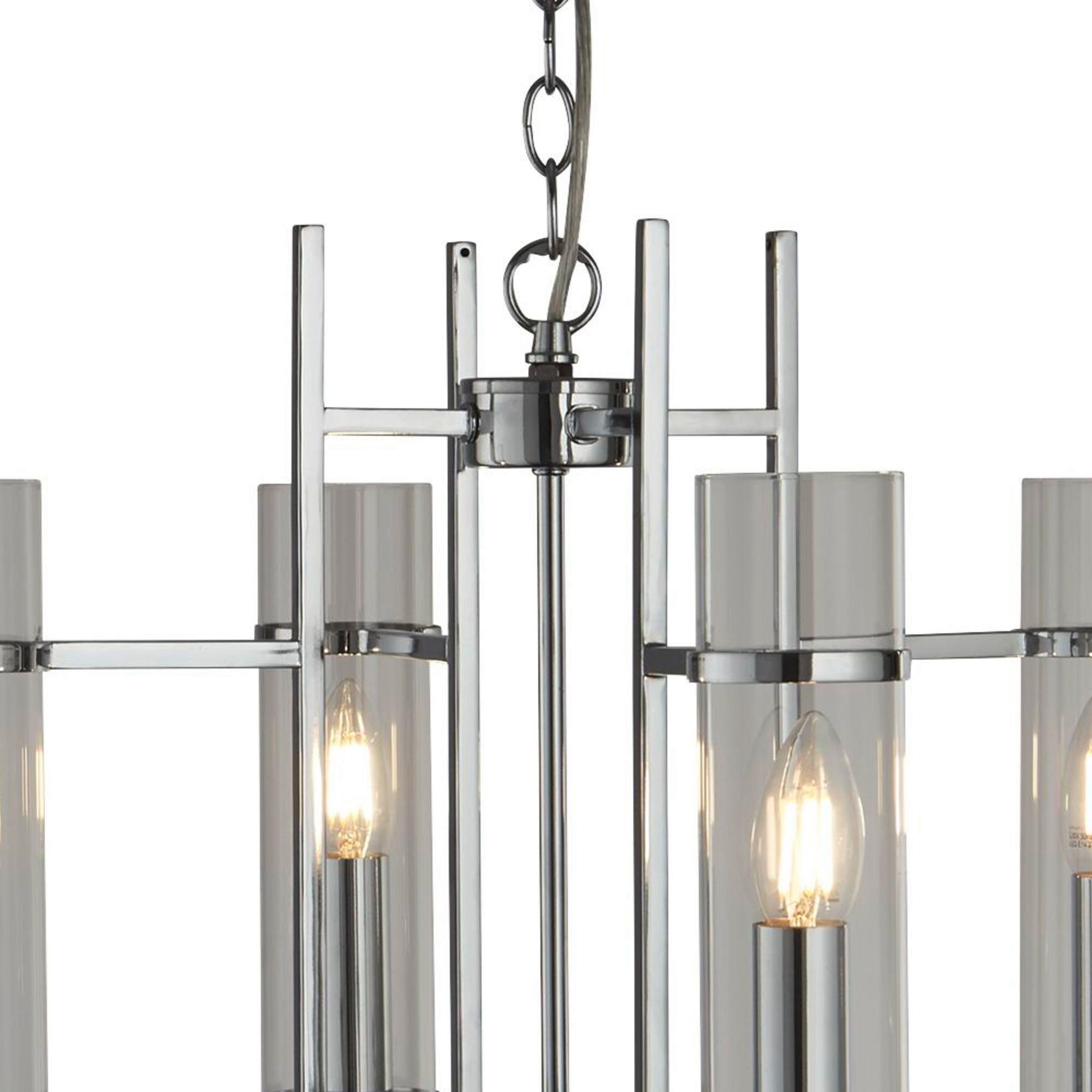 Hängeleuchte 3094-4cc - Chromfarben, Design, Glas/Metall (49/49/42-92cm)