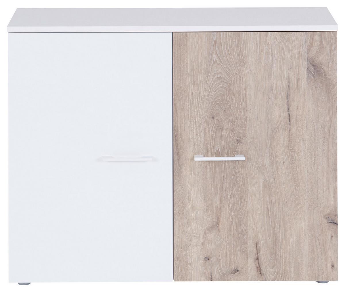 Kommode 90cm Alex Weiß Dekor/Viking Oak - Eichefarben/Weiß, KONVENTIONELL, Holzwerkstoff (90/74/37cm)