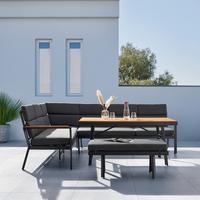 Sedacia zostava na tersau ELEONORA - prírodná farba/tmavosivá, Modern, kov/textil (263/84/77cm) - Bessagi Garden