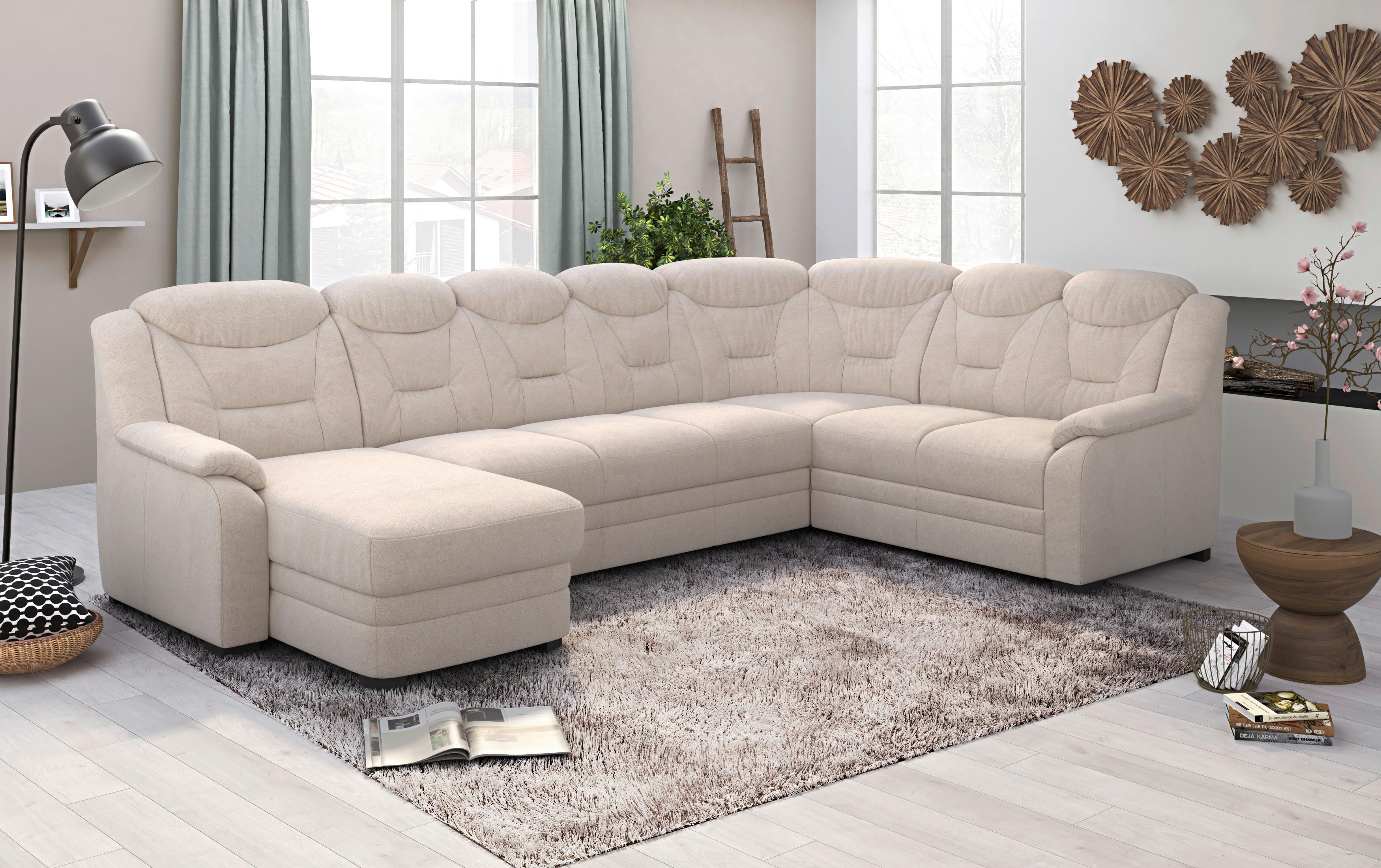 Wohnlandschaft Marcus Beige inkl. Bettkasten - Beige/Schwarz, Basics, Textil (162/330/211cm) - MID.YOU