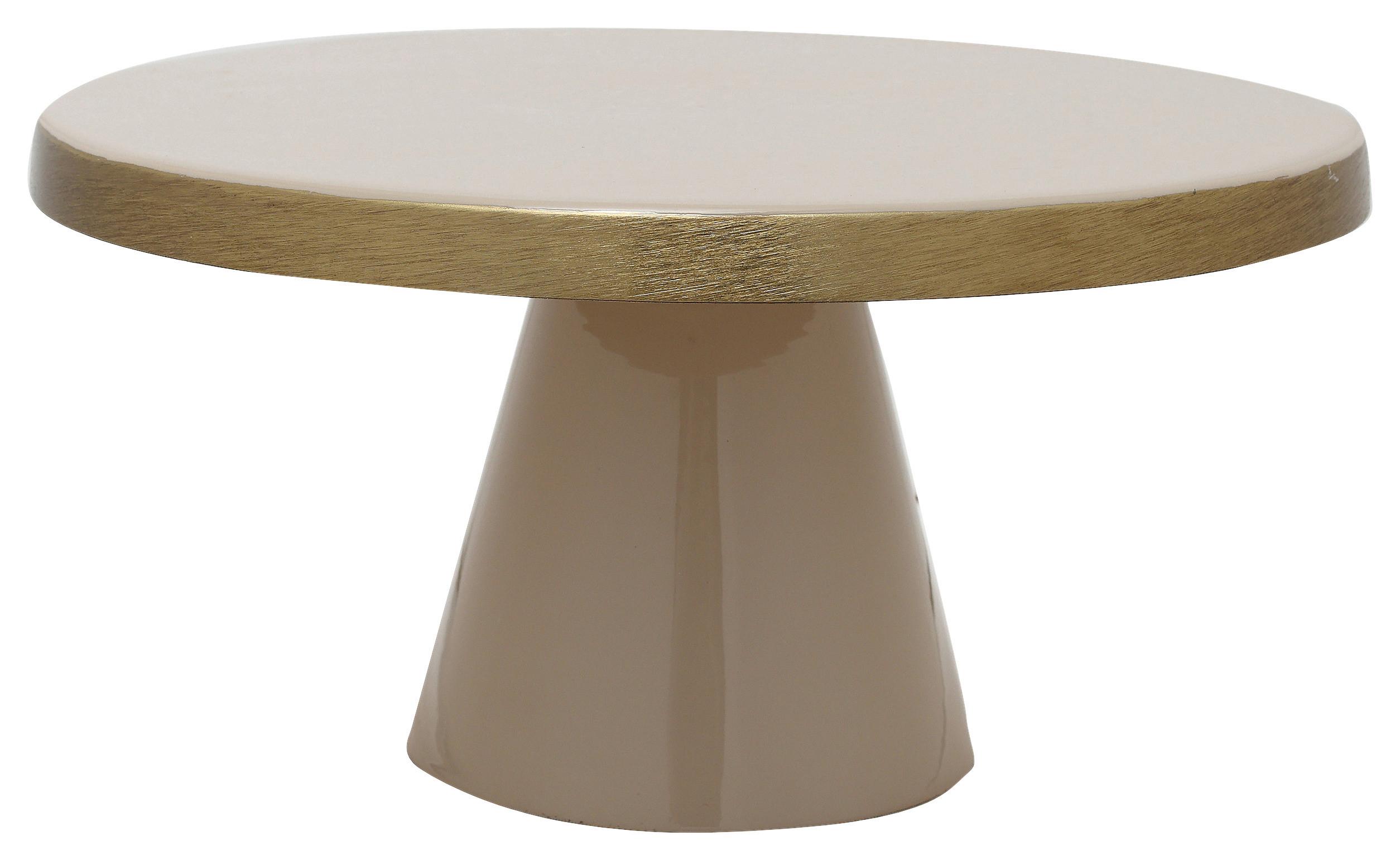 Tortenplatte Art Deco Goldfarben, Beige , 21x14 cm - Beige/Goldfarben, Trend, Metall (21/14cm) - Kayoom