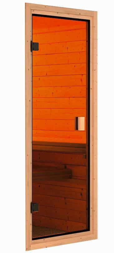 Sauna Tolouse mit Ext. Steuerung 9-Kw-Ofen - Naturfarben, MODERN, Holz (145/187/145cm) - Karibu