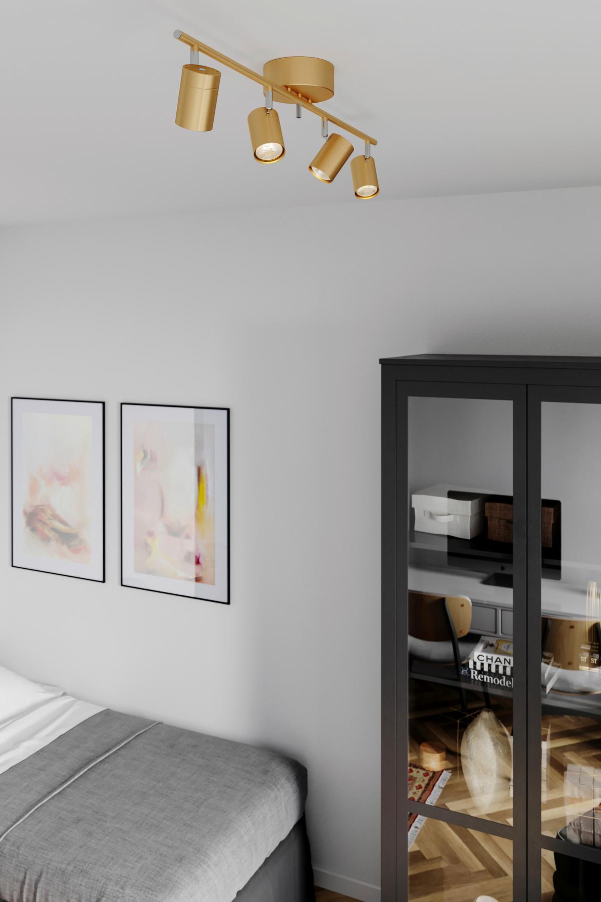 Strahler Correct 4-Flammig, L: 83 cm - Goldfarben, Basics, Metall (83/17,5cm) - By Rydéns