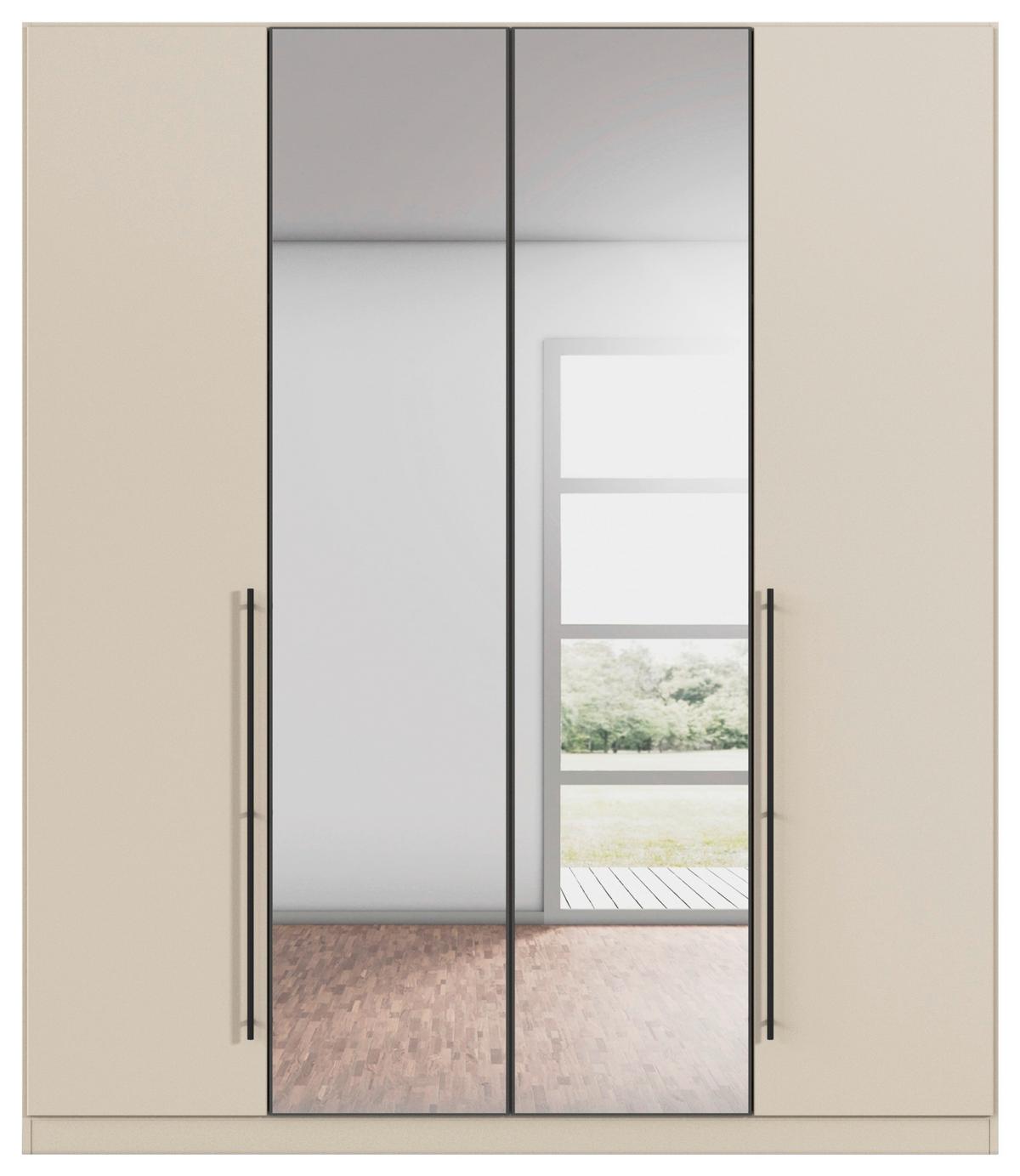 Kleiderschrank Safari mit Spiegel B: 181 cm - Champagner/Grau, KONVENTIONELL, Holzwerkstoff (181/229/54cm)