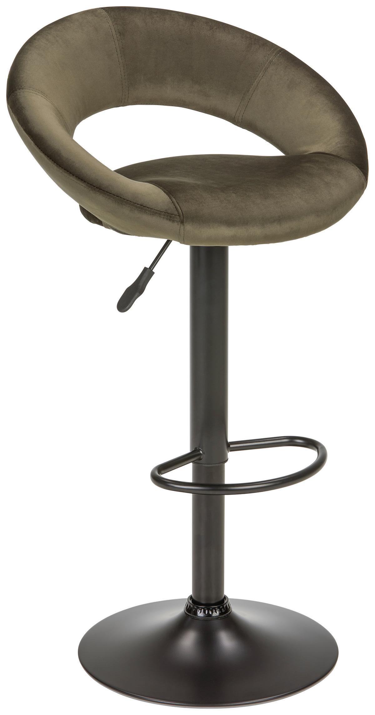 BAROVÁ ŽIDLE WALKER - černá/olivově zelená, Moderní, kov/textil (56/82-103/50cm) - Mömax