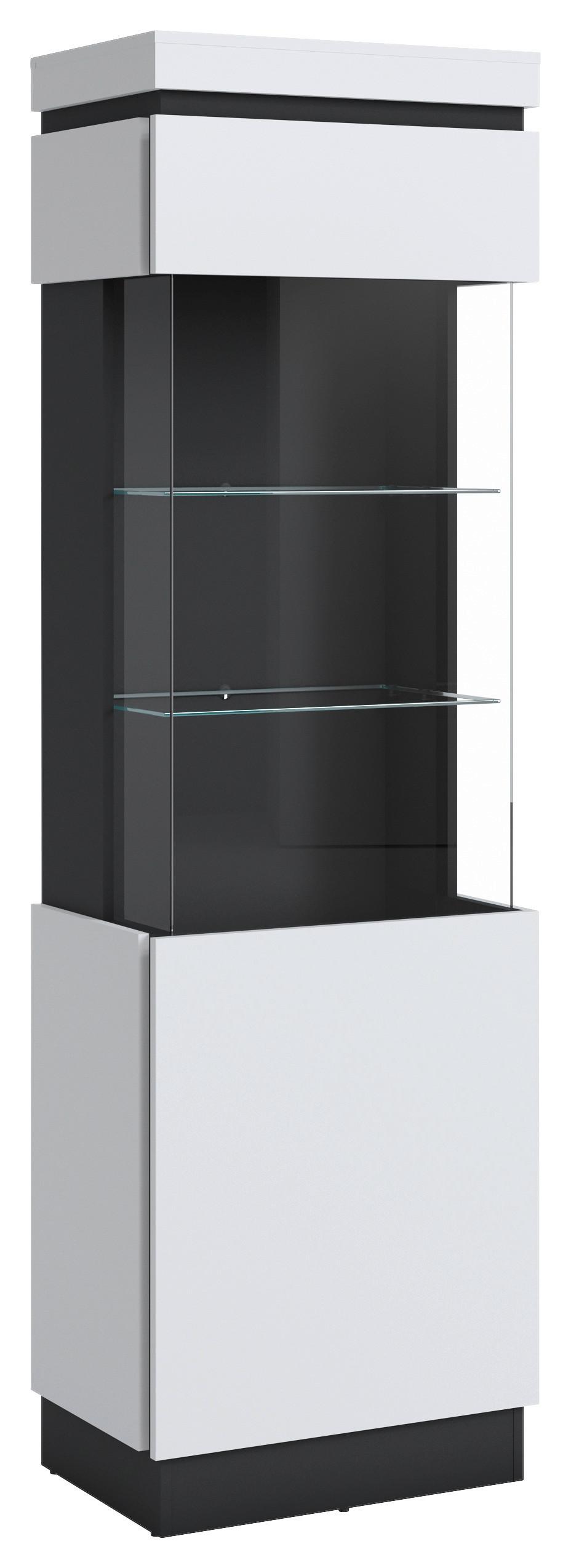 Vitrine Campania Anthrazit, Weiß B: 60,1 cm - Anthrazit/Weiß, Trend, Glas/Holzwerkstoff (60,1/200,5/40cm)