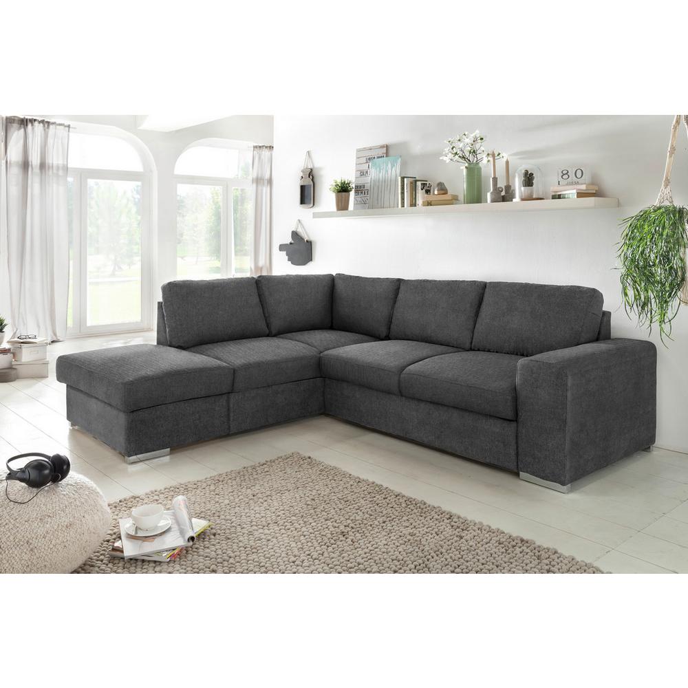 Rozkladacia Sedacia Súprava Eddi - Tmavosivá, Ľavý Roh