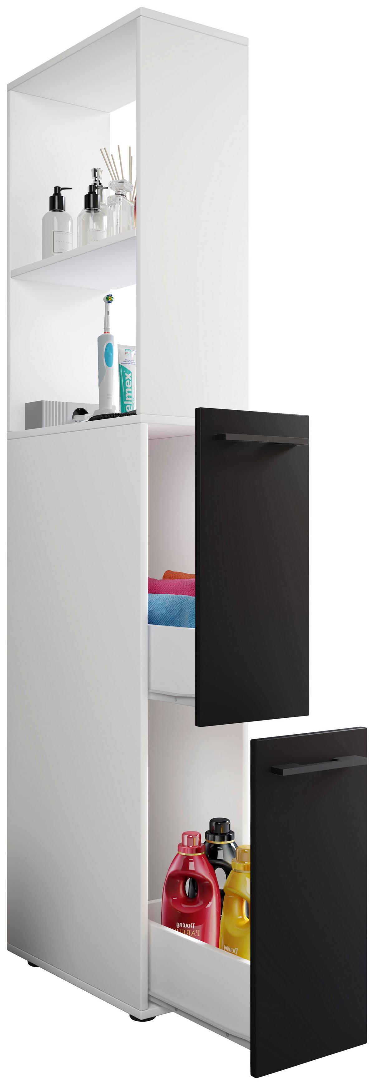 Hochschrank Bad Sadilo Xl Bxh 25x183 Cm, Weiß - Anthrazit/Weiß, MODERN, Holzwerkstoff (25/183/50cm) - MID.YOU