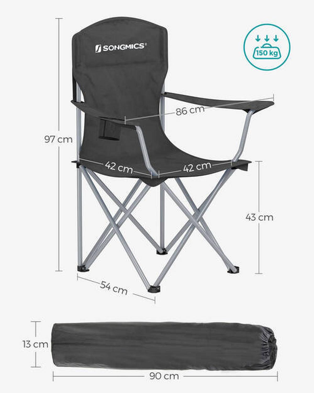 Campingsessel 2-tlg. Set, Inkl. Tragetasche, B: 86 Cm - Silberfarben/Schwarz, Basics, Textil/Metall (86/97/54cm) - Modante