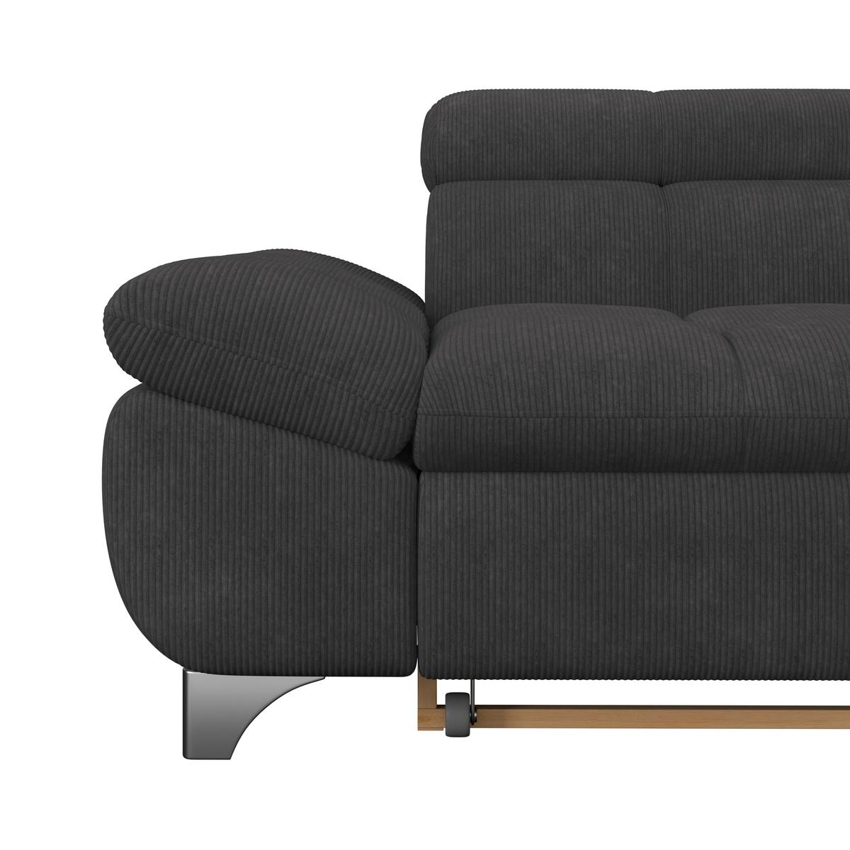 Ecksofa Gemini Schwarz, B: 312cm - Chromfarben/Schwarz, KONVENTIONELL, Textil (312/234cm)