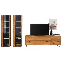 Wohnwand Arezzo Wildeiche B: 333 cm - Wildeiche/Anthrazit, Design, Glas/Holz (333/190/50cm) - MID.YOU