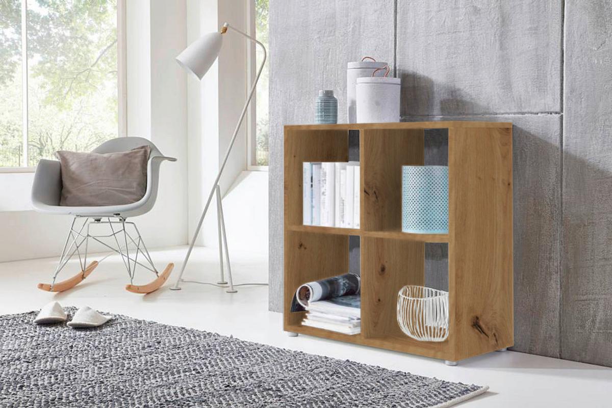 Aktenregal Nizza Eiche Dekor B: 72cm - Silberfarben/Eiche Artisan, MODERN, Holzwerkstoff (72/74/33cm) - MID.YOU