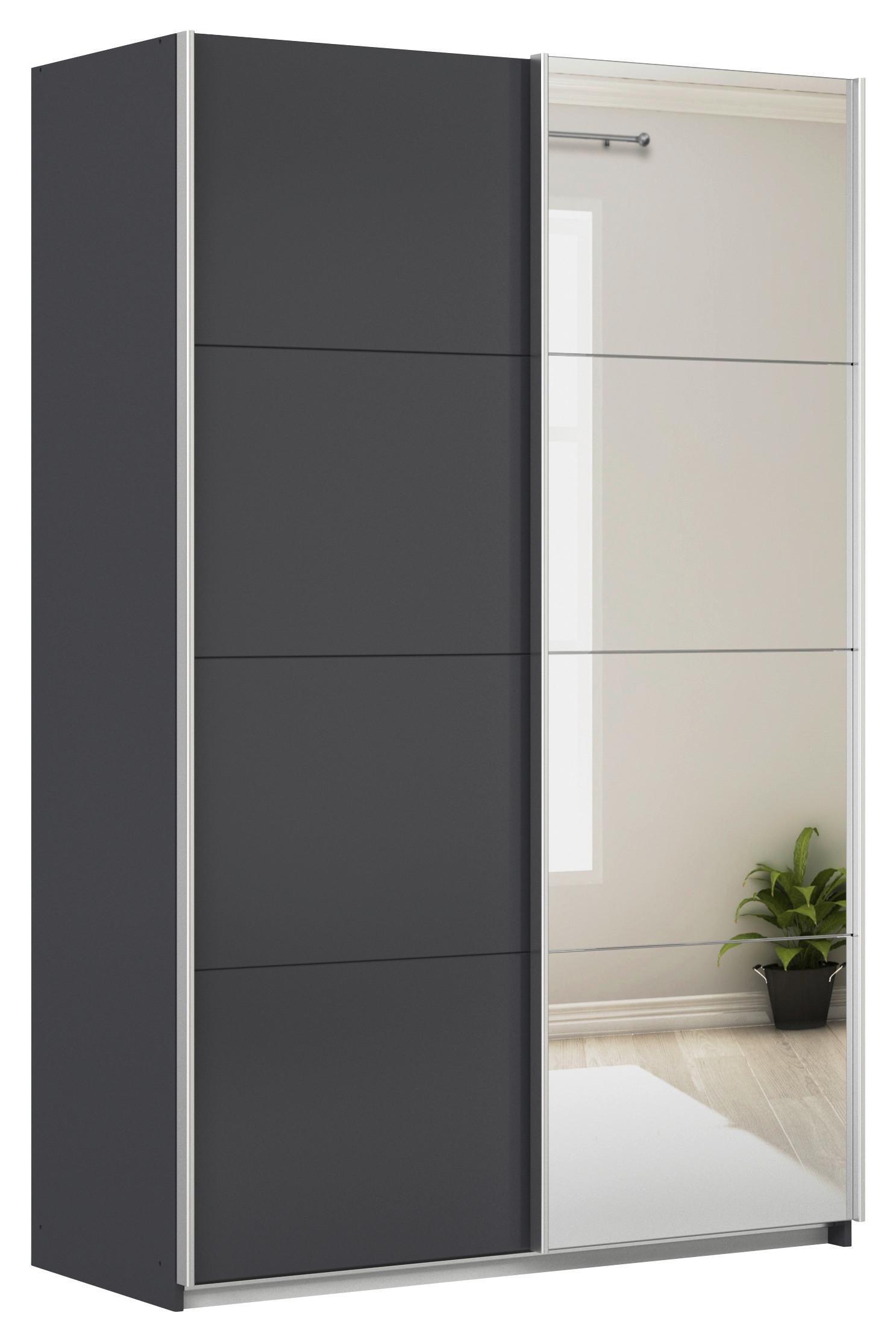 Schwebetürenschrank + Spiegel B: 136cm Feldkirch Grau - Anthrazit/Silberfarben, MODERN, Holzwerkstoff (136/210/62cm)