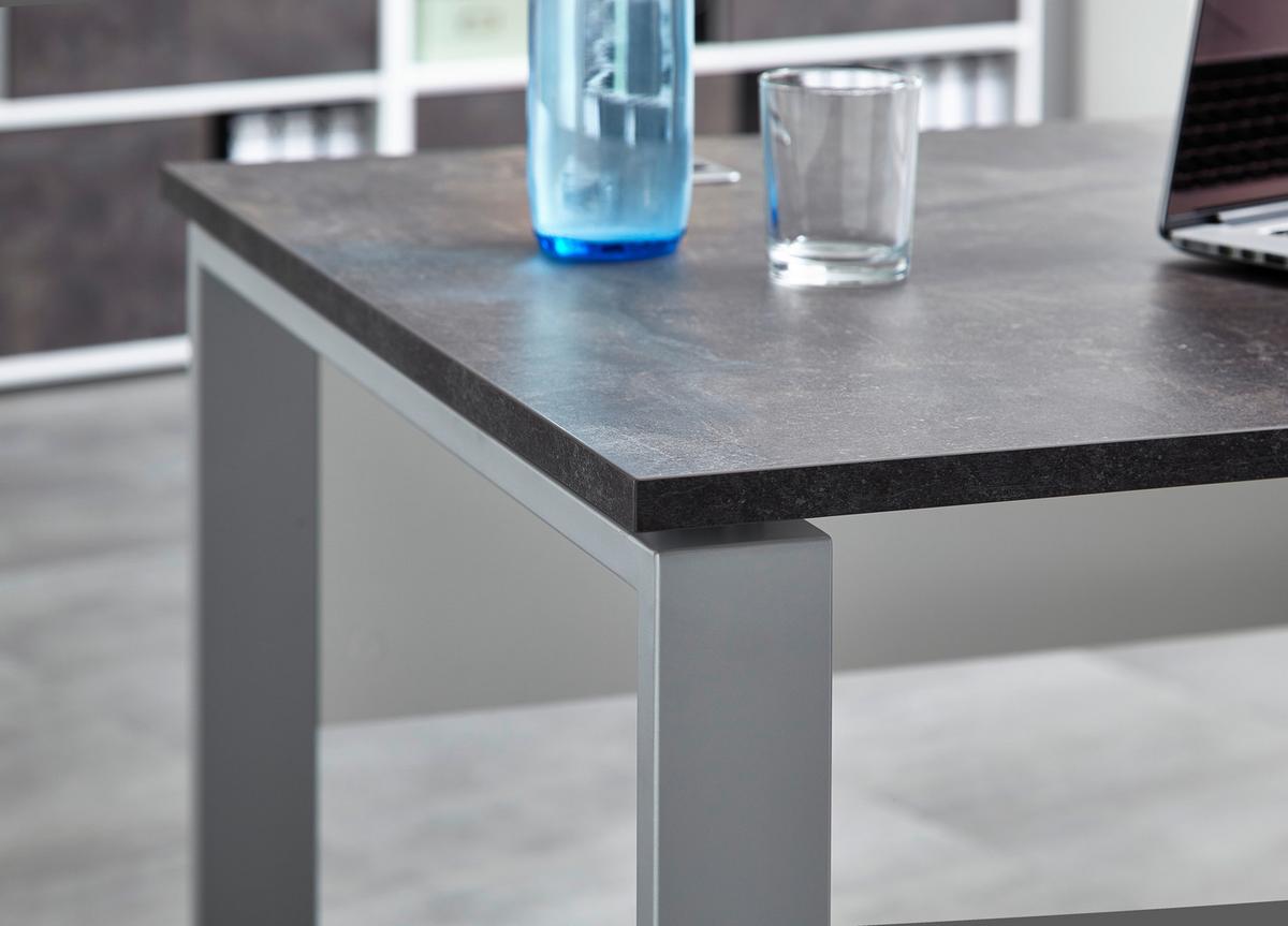 Schreibtisch B 158 H 75 cm Gw-Altino, Graphitfarben/Weiß - Graphitfarben/Weiß, KONVENTIONELL, Holzwerkstoff/Metall (158/75/79cm) - Germania