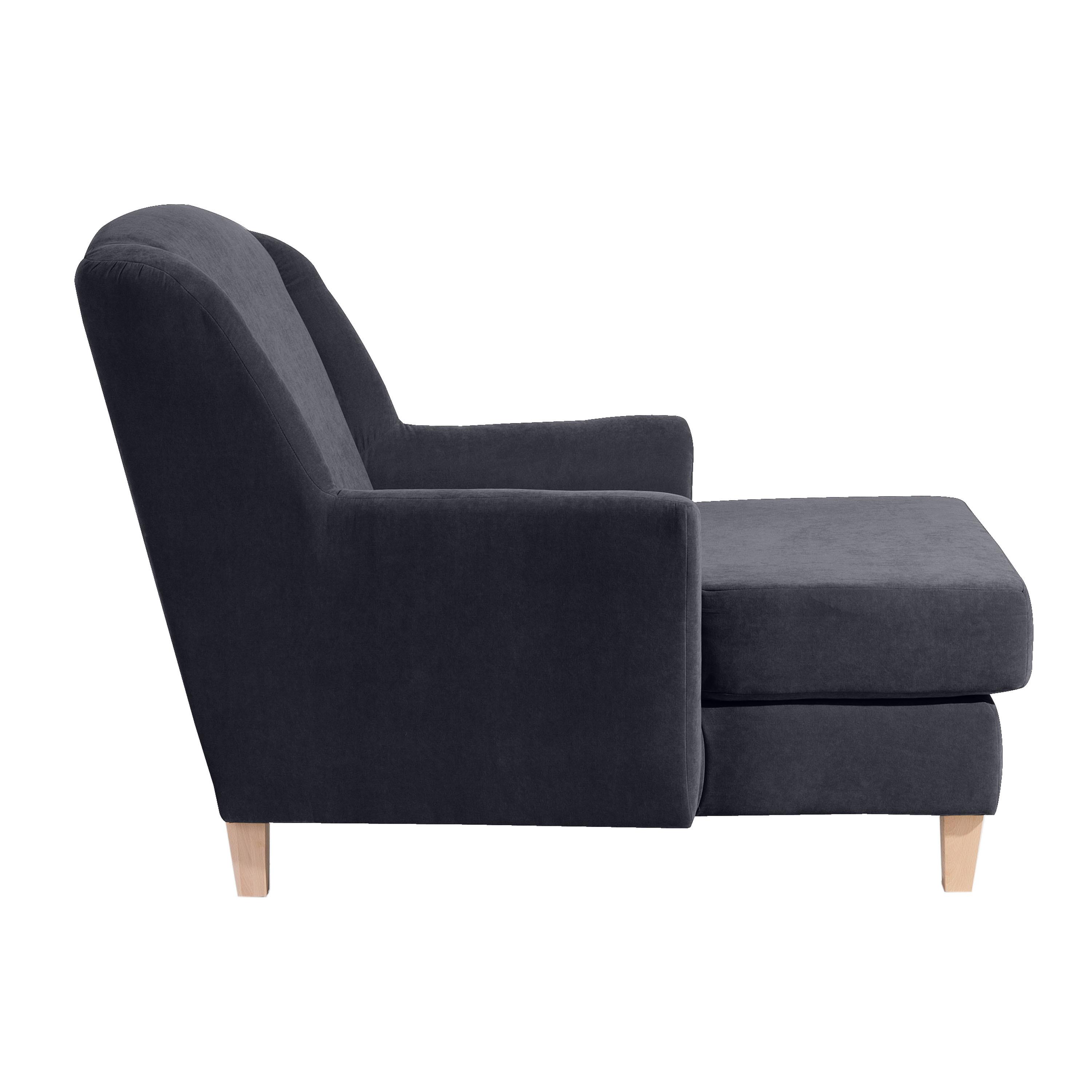 Big Sessel Mit Armlehnen Judith Velours Anthrazit - Anthrazit/Naturfarben, MODERN, Textil (136/107/142cm) - Max Winzer