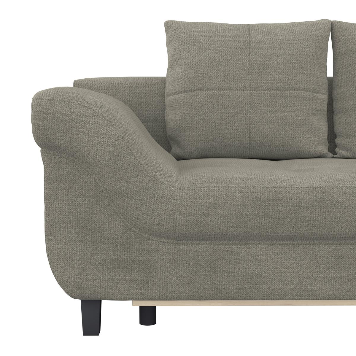 Ecksofa mit Schlaffunktion Mendoza New Chenille 309x197cm - Sandfarben/Schwarz, KONVENTIONELL, Textil (309/197cm) - Ondega