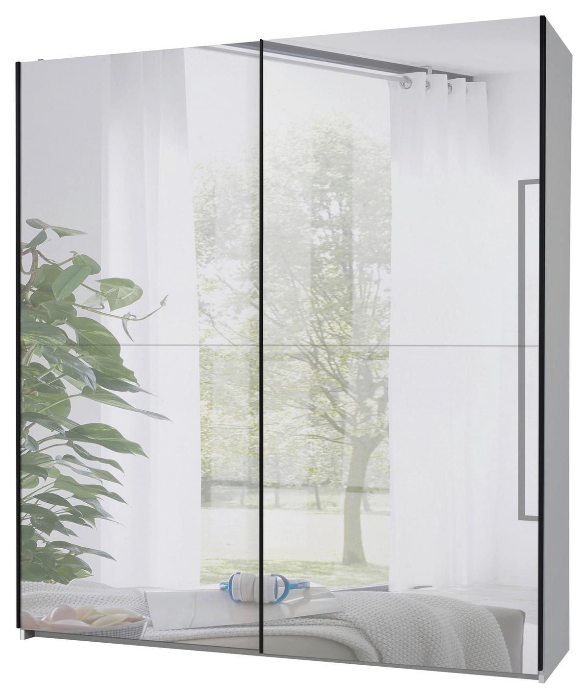 Schwebetürenschrank Neomi Weiß Dekor, B: 215cm - Weiß, Trend, Glas/Holzwerkstoff (215/210/60cm)