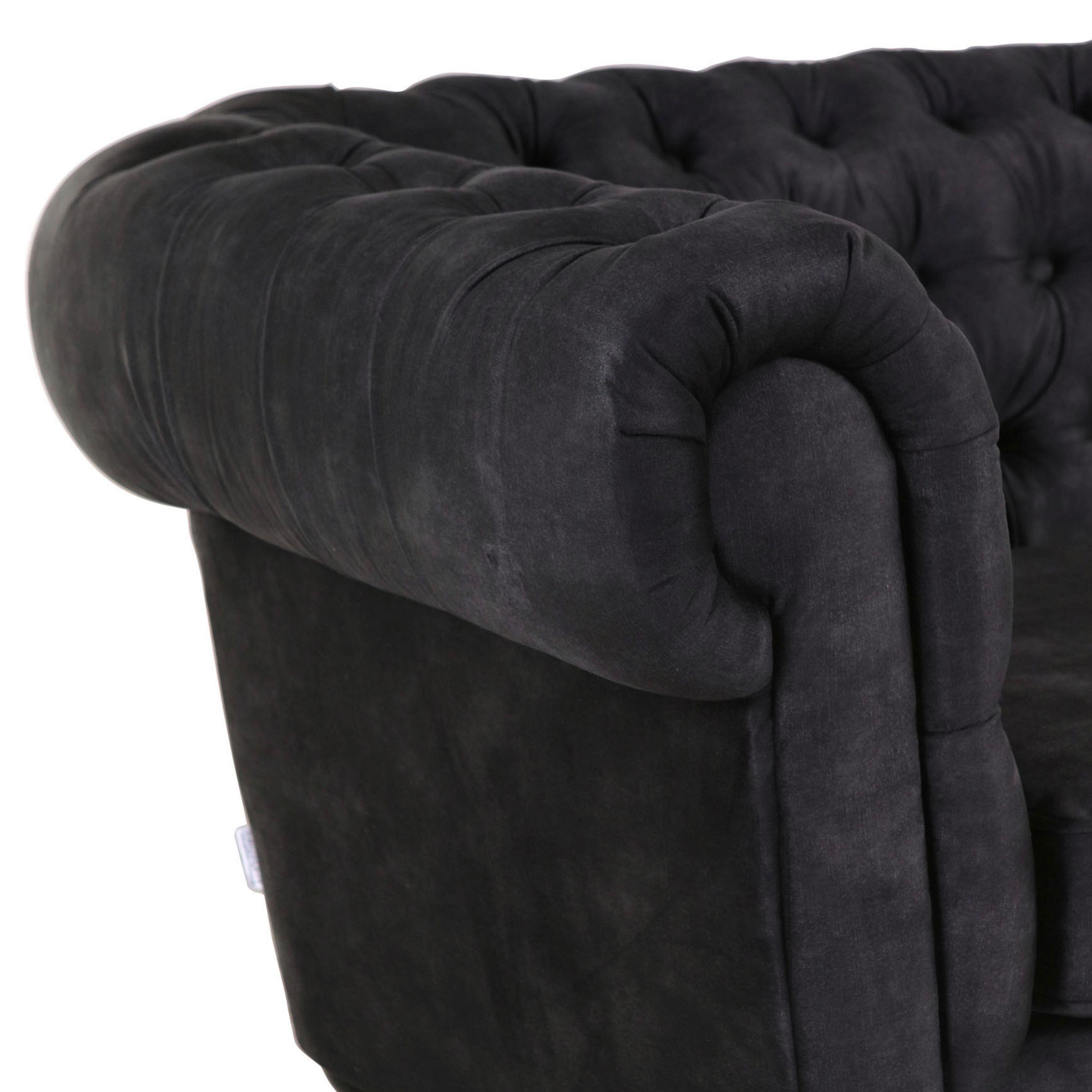 Chesterfield-sofa Slopes Anthrazit B: 203 Cm - Anthrazit/Schwarz, KONVENTIONELL, Textil (203/79/93cm) - Livetastic