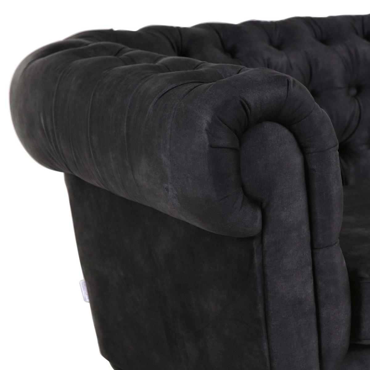 Chesterfield-Sofa Slopes Anthrazit B: 203 cm - Anthrazit/Schwarz, KONVENTIONELL, Textil (203/79/93cm) - Livetastic