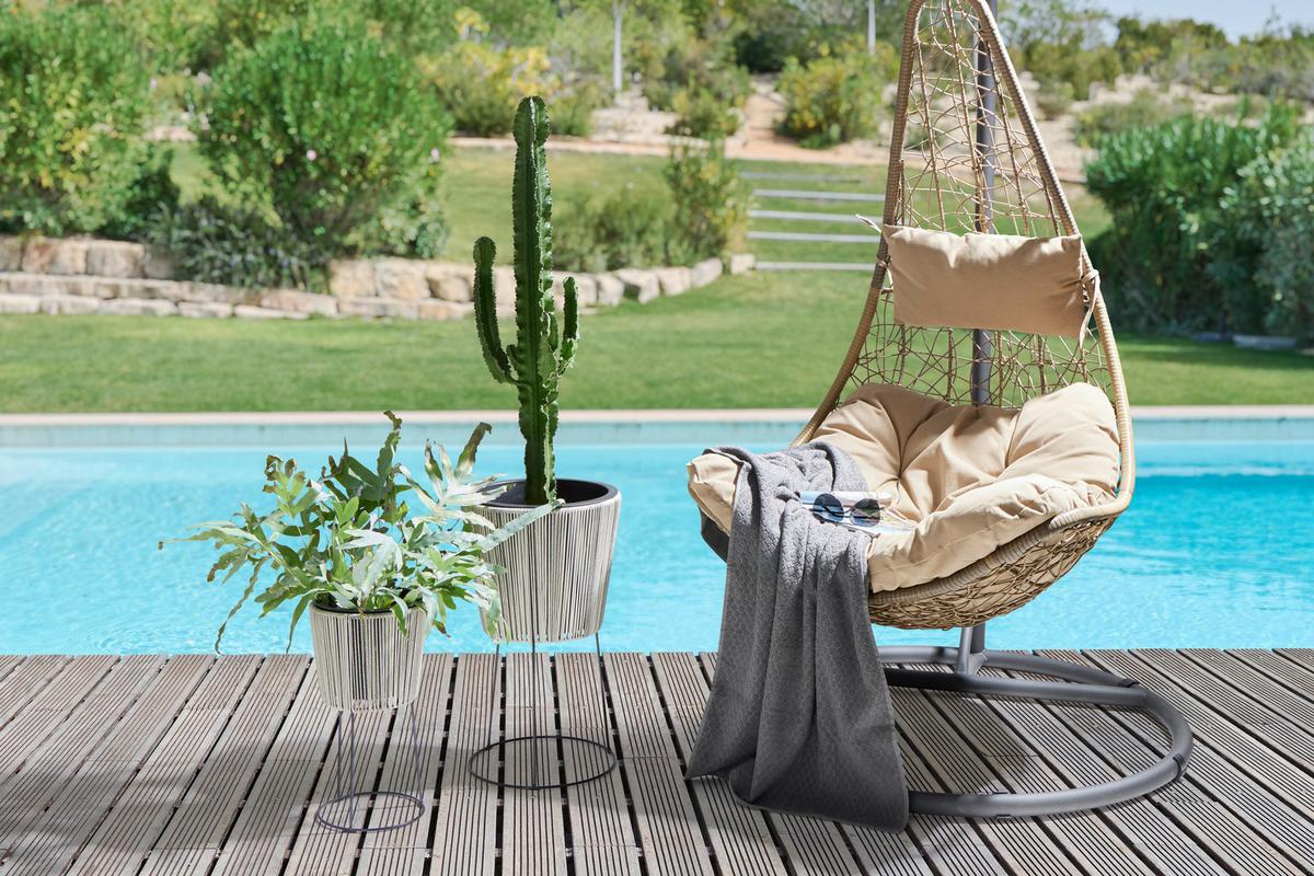 Blumentopf Nova - Schwarz/Grau, KONVENTIONELL, Kunststoff/Metall (21/40cm) - Luca Bessoni