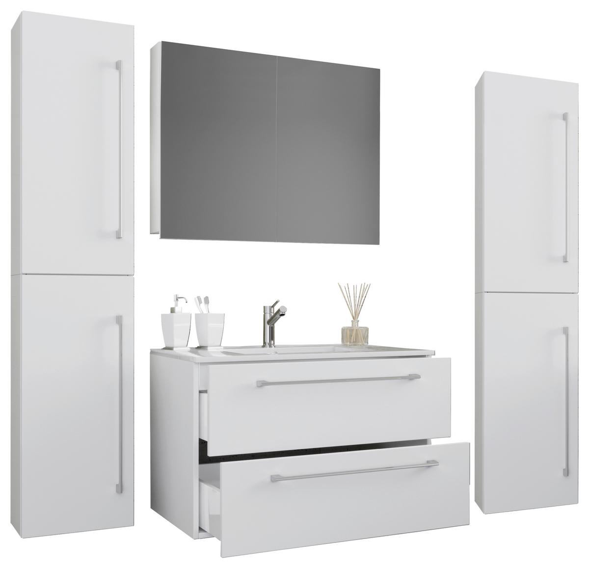 Badezimmer Badinos 5-Teilig Weiß B: 126 cm - Weiß, MODERN, Keramik/Holzwerkstoff (127cm) - MID.YOU