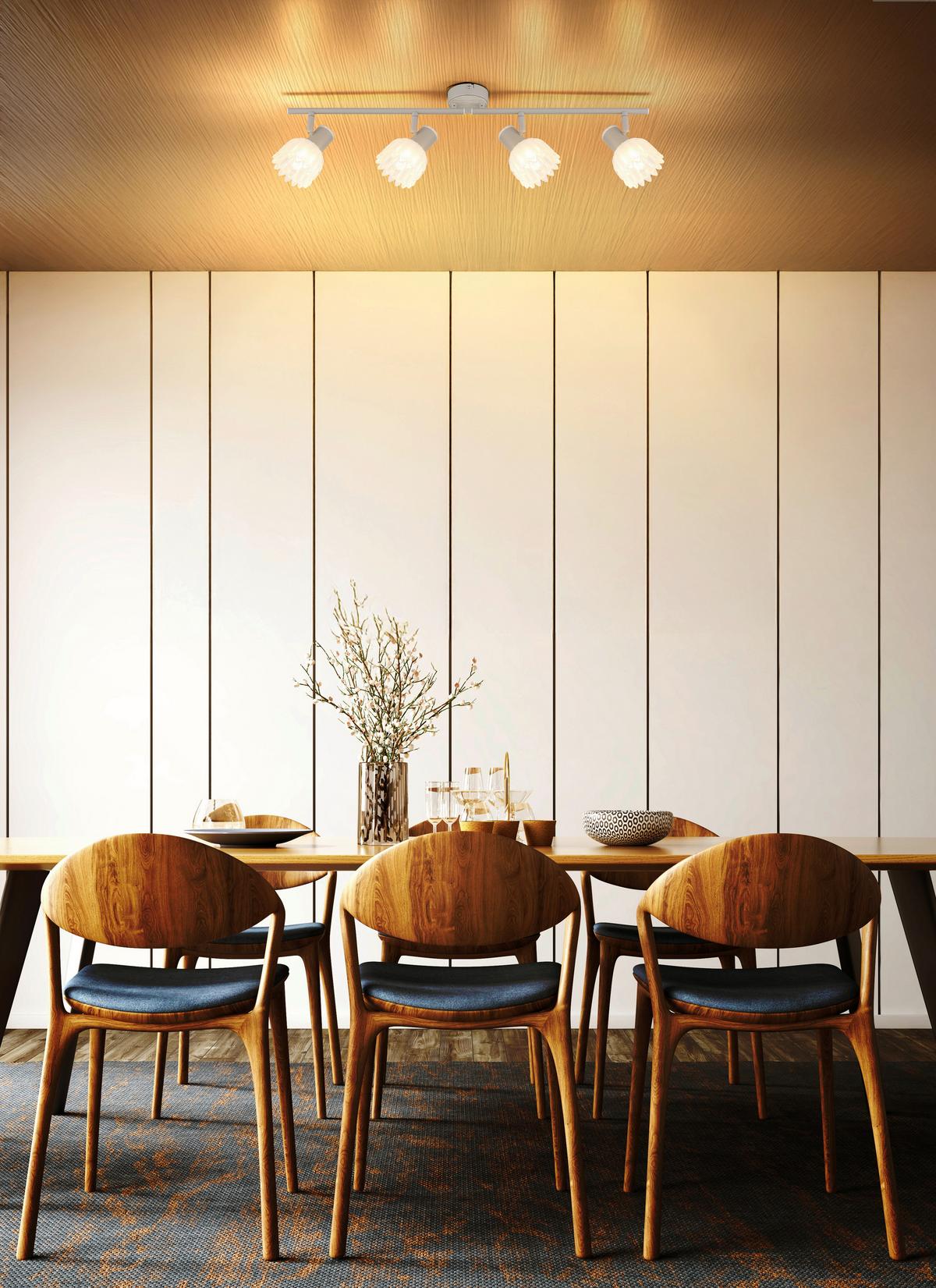 Strahler Exkl. 4xe14, 40w - Sandfarben, KONVENTIONELL, Glas/Metall (70/9/15,5cm) - Globo