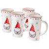 Kaffeebecherset Steingut Aurela 4 Stk. 600 Ml - Rot/Weiß, Trend, Keramik (9/16/9cm) - Mäser