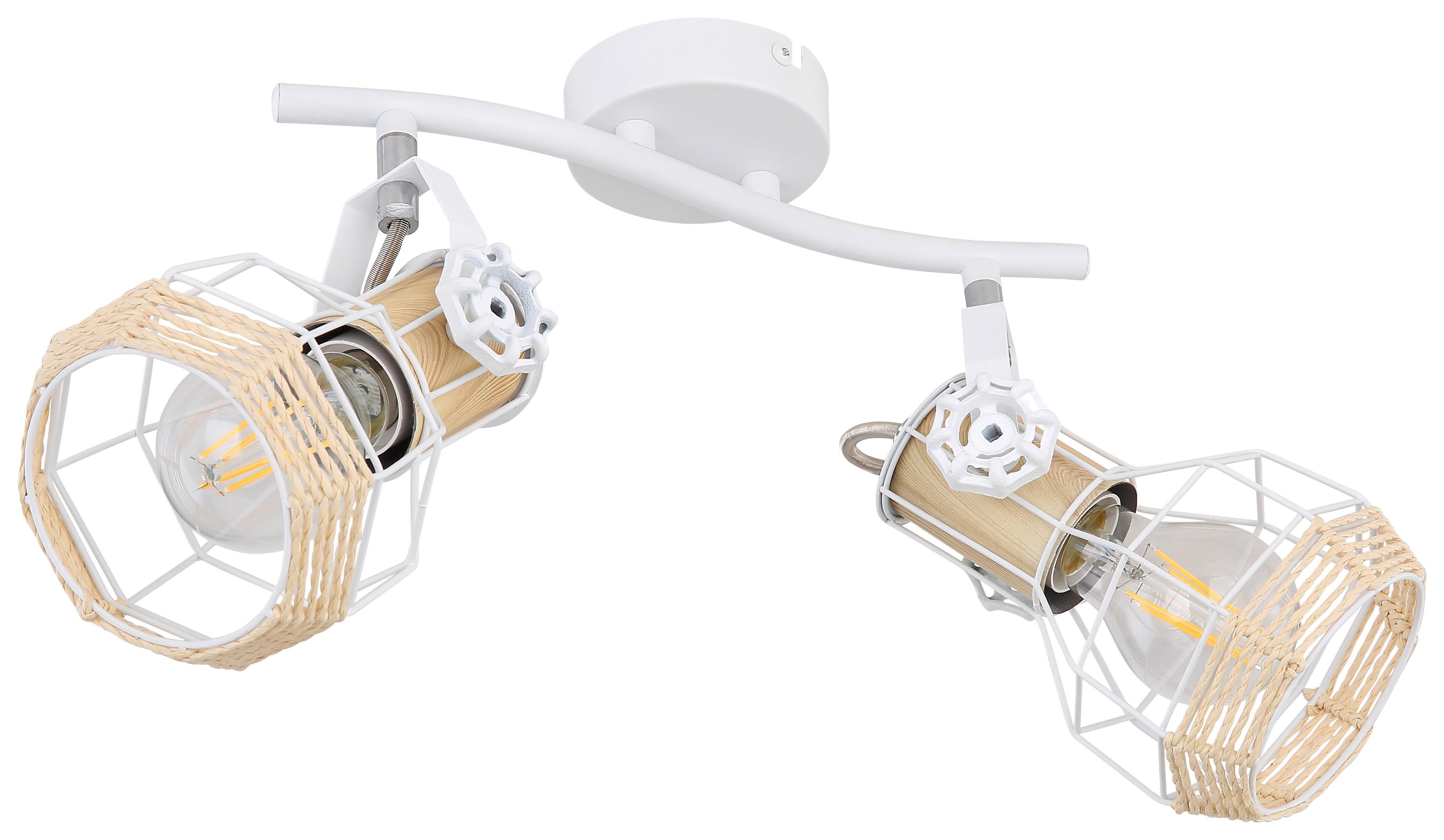 Strahler Bana 2-Flammig verstellbar L: 29,6 cm - Naturfarben/Weiß, Basics, Metall (29,6/23/19cm) - Globo