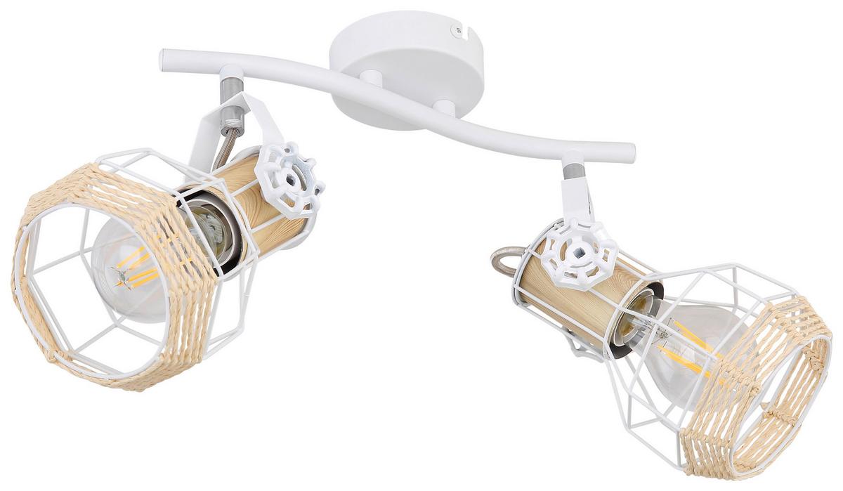 Strahler Bana 2-Flammig verstellbar L: 29,6 cm - Naturfarben/Weiß, Basics, Metall (29,6/23/19cm) - Globo