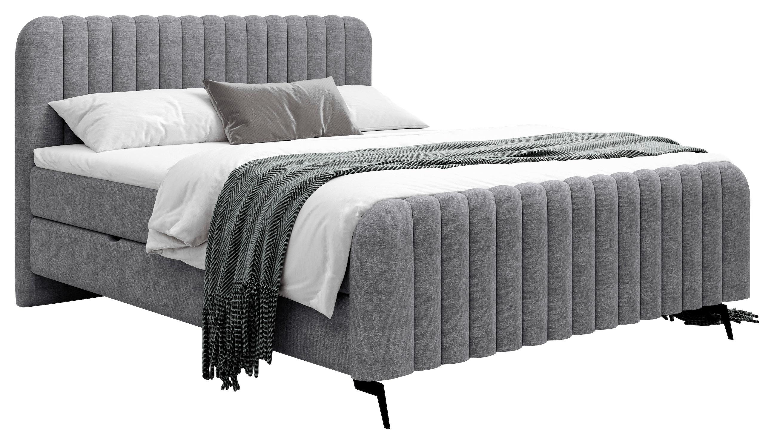 Boxspringbett mit Topper & Bettkasten 180x200 cm Liam - Schwarz/Grau, MODERN, Holz/Holzwerkstoff (180/200cm) - MID.YOU