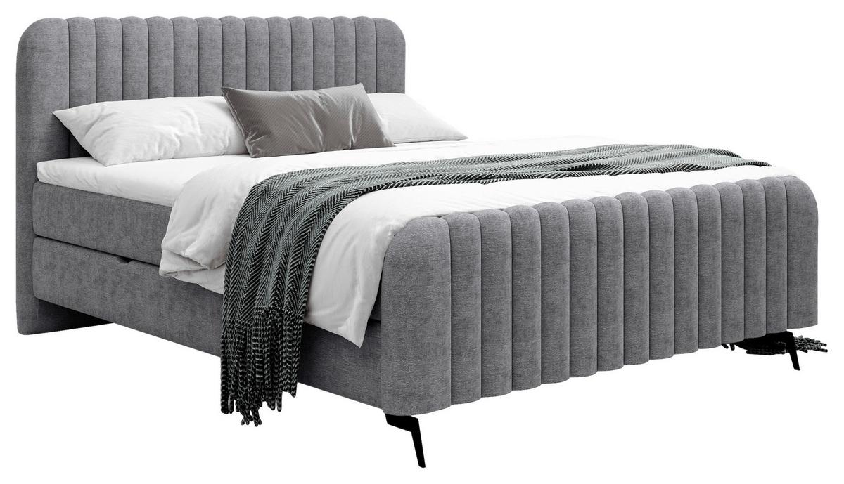 Boxspringbett Mit Topper & Bettkasten 180x200 Liam K - Schwarz/Grau, MODERN, Holz/Holzwerkstoff (180/200cm) - MID.YOU