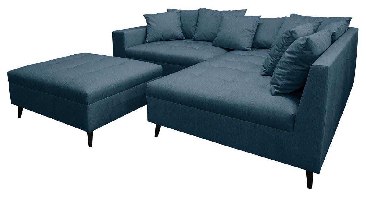 Ecksofa Pruno Dunkelblau S: 247x174 Cm - Schwarz/Dunkelblau, Design, Textil (247/174cm) - MID.YOU