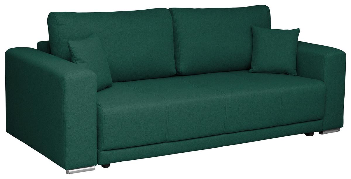 Schlafsofa Berna - Chromfarben/Dunkelgrün, Design, Textil (238/77/108cm) - P & B