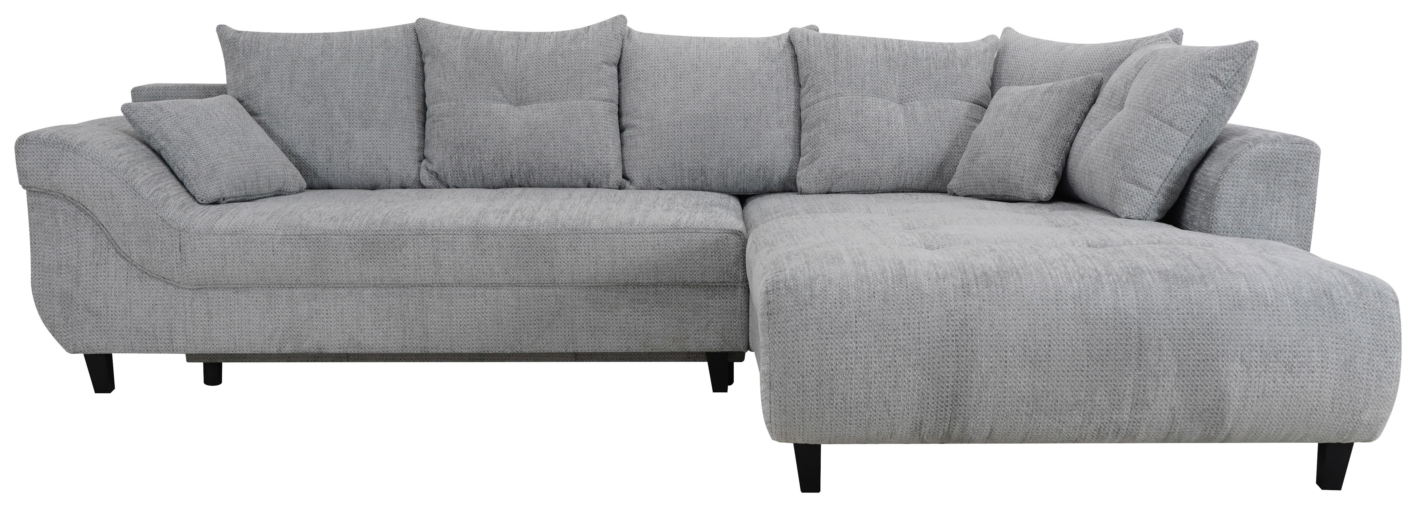 Ecksofa Mendoza New Chenille Grau, Lf: 125x241cm - Schwarz/Grau, KONVENTIONELL, Textil (309/197cm) - Ondega